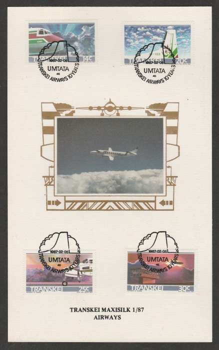 TRANSKEI 1987 AIRWAYS LIMITED EDITION MAXISILK CARD 1/87