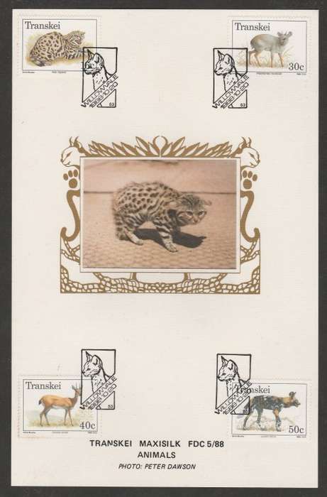 TRANSKEI 1988 ANIMALS LIMITED EDITION MAXISILK CARD 5/88