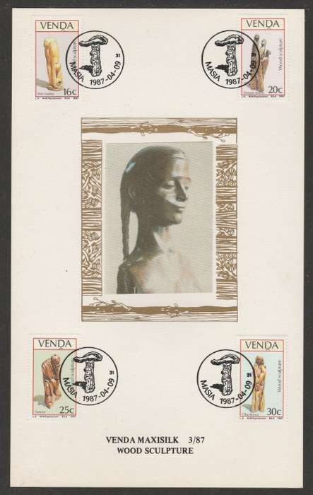 VENDA 1987 WOOD SCULPTURES LIMITED EDITION MAXISILK CARD 3/87