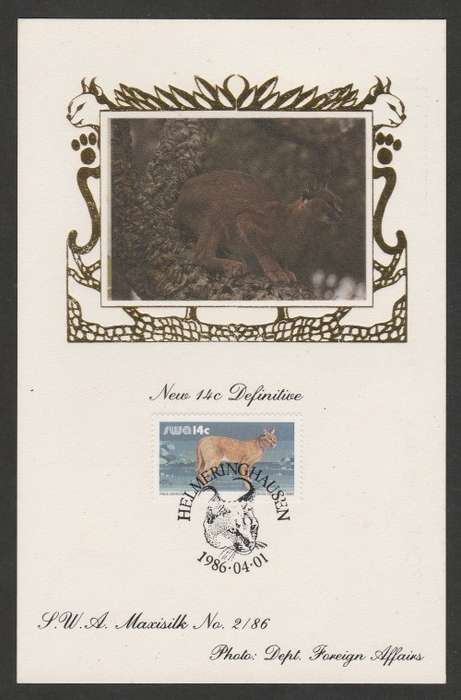 SWA 1986 14c DEFINITIVE LIMITED EDITION MAXISILK CARD 2/86