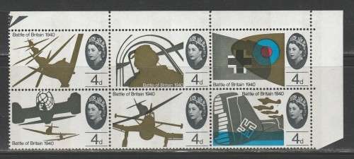 THEMATIC AIRCRAFT - GB BATTLE OF BRITAIN MNH CORNER BLOCK OF 6