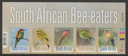 RSA 2017 SOUTH AFRICAN BEE-EATERS MNH CONTROL STRIP OF 5