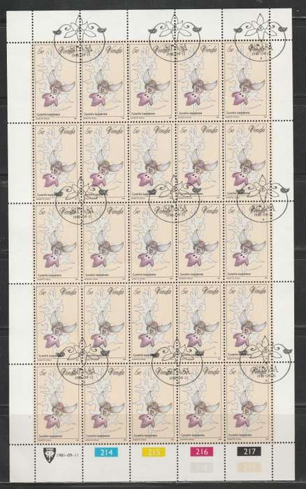VENDA 1981 ORCHIDS 5c USED (CTO) FULL SHEET OF 25