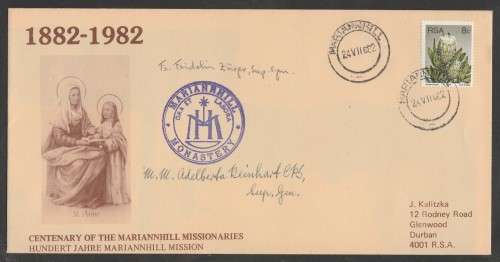 RSA 1982 MARIAANHILL MISSION COM COVER SIGNED BY SUP GEN