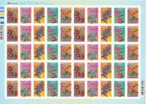 RSA 2001 7th Definitive Flowers R1.40 MNH full sheet 7216-7219 dated 2001/04/02