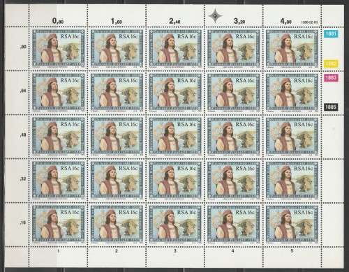 RSA 1988 DIAS 16c MNH FULL SHEET OF 25
