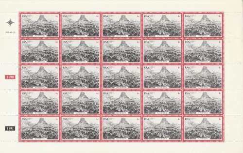RSA 1979 ZULU WAR 4c MNH FULL SHEET OF 25 SINGLE PERF TOP AND BOTTOM MARGINS