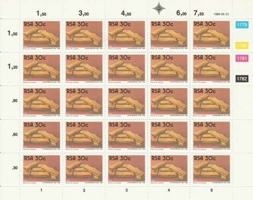 RSA 1986 JHB THE GOLDEN CITY 30c MNH FULL SHEET OF 25