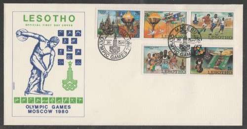 LESOTHO 1980 OLYMPIC GAMES MOSCOW OFFICIAL FDC