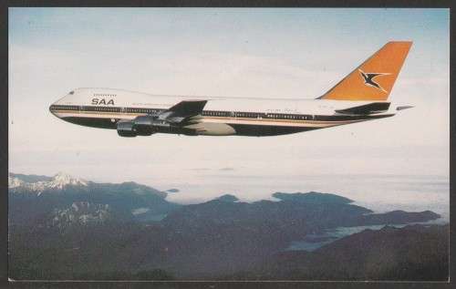 SA AIRWAYS (SAA) POSTCARD BOEING 747 SUPER B