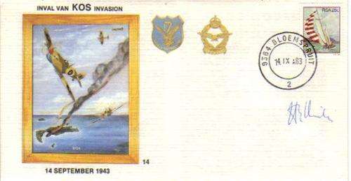 SA AIR FORCE (SAAF) FLIGHT COVER # 14 - 40TH ANNIV OF THE INVASION OF KOS SIGNED BRIG H KIRBY