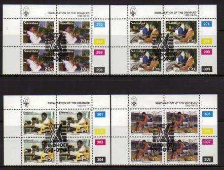 NAMIBIA 1992 INTEGRATION OF THE DISABLED SET OF 4 CTO CONTROL BLOCKS OF 4