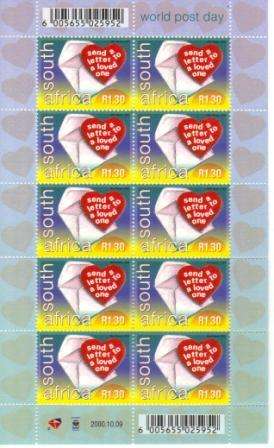 RSA 2000 WORLD POST DAY MNH FULL SHEET OF 10