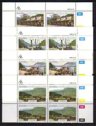 TRANSKEI 1986 PORT ST JOHNS SET OF 4 MNH CONTROL BLOCKS OF 4