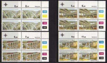 RSA 1984 SA BRIDGES SET OF 4 MNH CONTROL BLOCKS OF 4