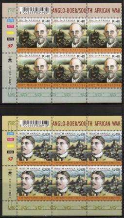 RSA 2001 ANGLO BOER WAR SET OF 2 MNH CONTROL BLOCKS OF 6