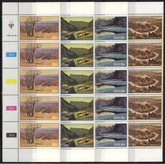 SWA 1981 FISH RIVER CANYON SET OF 4 MNH CONTROL STRIPS OF 5