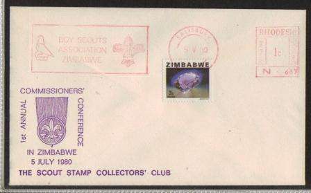 THEMATIC - SCOUTING - 1980 ZIMBABWE COVER 1ST ANNUAL COMMISSIONERS CONFERENCE
