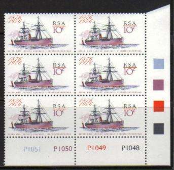 RSA 1976 OCEAN MAIL SERVICE MNH CONTROL BLOCK OF 6