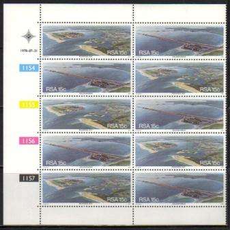 RSA 1978 RICHARDS BAY / SALDANHA BAY MNH CONTROL BLOCK OF 10
