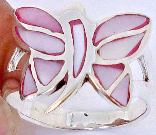 Pink blister enamel  925 sterling silver ring size 8