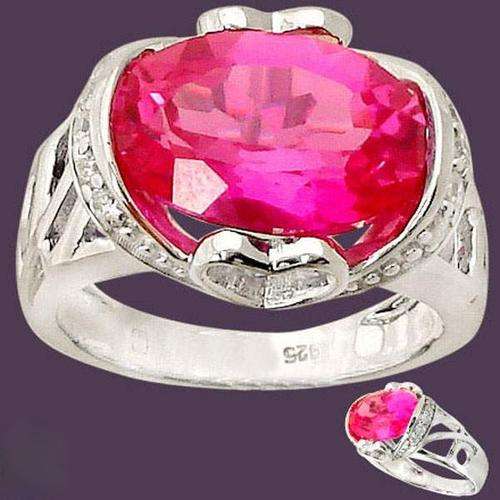 PINK RUBY OVAL 925 SILVER COCKTAIL RING size 9