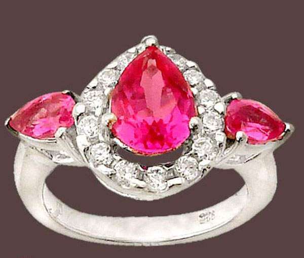 elegant pink pear cocktail ring 925 sterling silver ring size 7 **