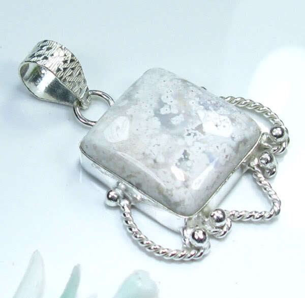 OCEAN JASPER SILVER PENDANT 2"