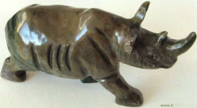 Sculptures - stone - verdite - Rhino - medium