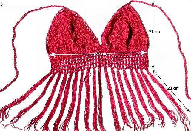 Bikinis - Top - crochet with fringes - large
