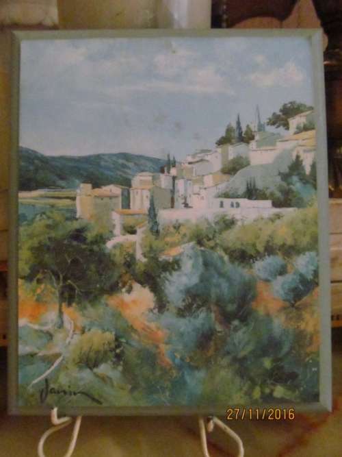 PHILIPPE JANIN!! Original Watercolor Landscape Art on Board Mounted on Wood Frame