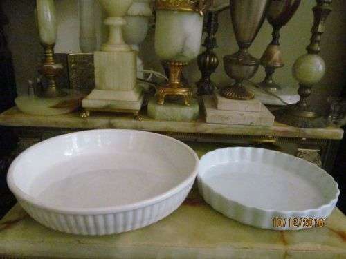 "CLASSIC WHITE" !! Lot of Two items - One WIESENTHAL Porcelain Pie Dish + One Large Baking Dish