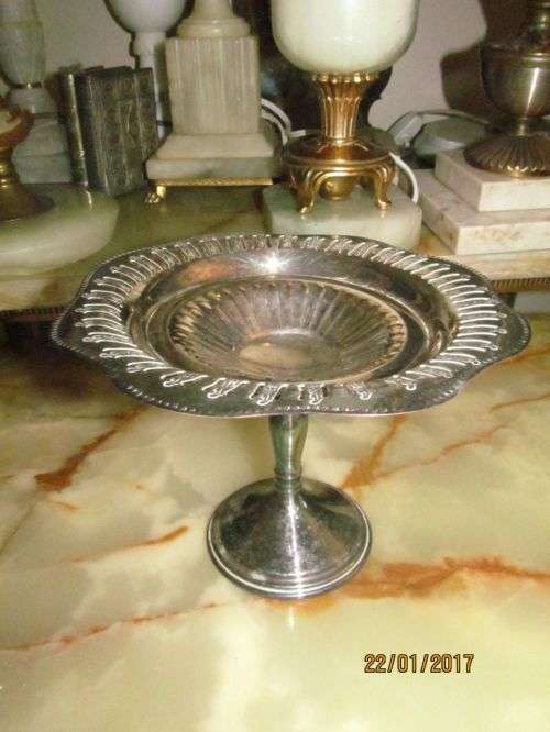 STAMPED TWICE !! Vintage Silver Plated Bon Bon Dish with Pedestal Stand (Uniquely Stamped)