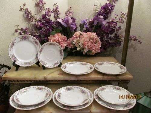 LILING CHINA !! Hunan Province Liling Vintage Fine Porcelain Part Set - 10 Items, Saucers & Plates
