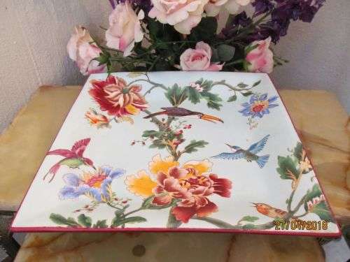 DAZZLING MAJESTIC !! Large Vintage Chinese Porcelain Square Serving / Display Platter