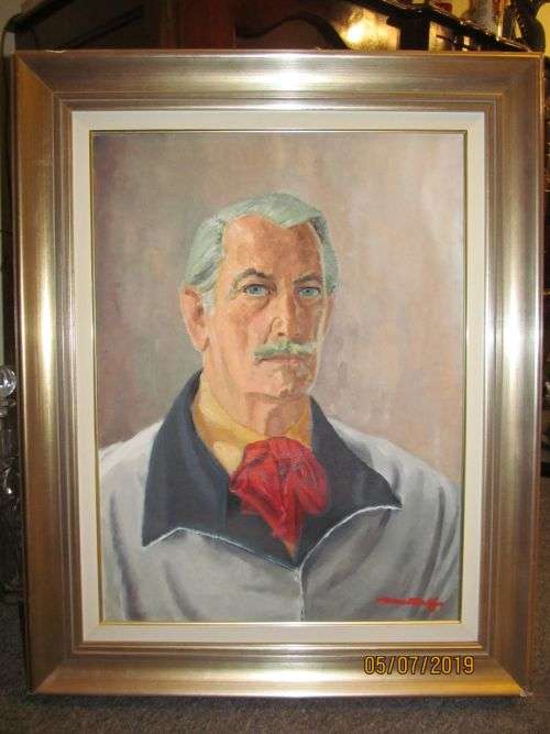 CERTAINLY !! Contemporary Framed Oil on Canvas Portrait Painting - Signed Metcalf