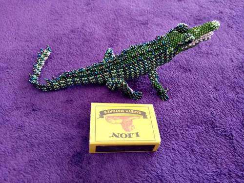 Crocodile Beaded Sculptures Hand Crafted in Guatemala  (Czechoslovakian Beads)