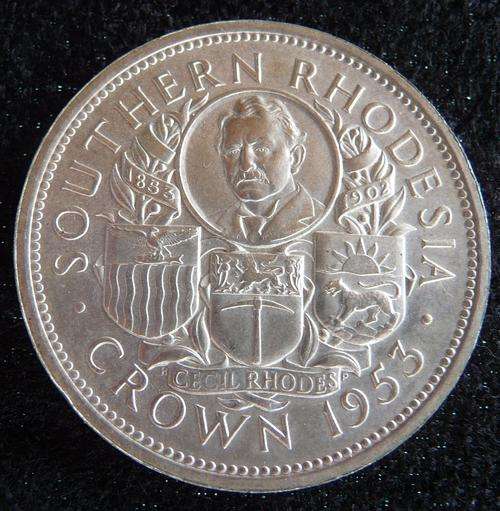 SOUTHERN RHODESIA 1953 SILVER CROWN IN ORIGINAL BAKELITE HOLDER ***R1 START*** NO RESERVE!!!
