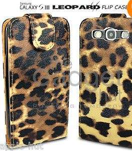 Samsung Galaxy S3 flip case cover LEOPARD skin pattern free screen protector +stylus