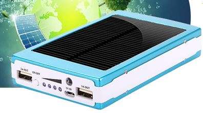 Solar power bank cell phone charger 2x usb flashlight 30,000mah + adapters