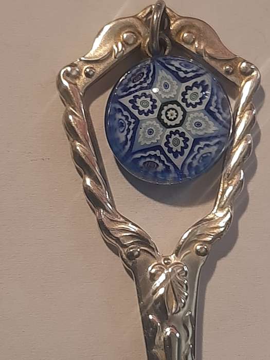 Stunning silver plated teaspoon with enamel sign, made in Britian