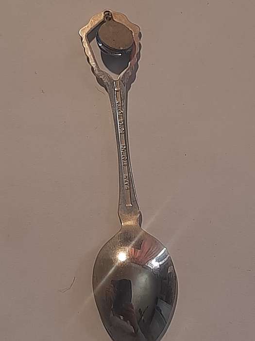 Stunning silver plated teaspoon with enamel sign, made in Britian