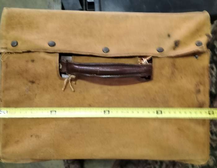 Vintage Leather Hat box / case with canvas cover