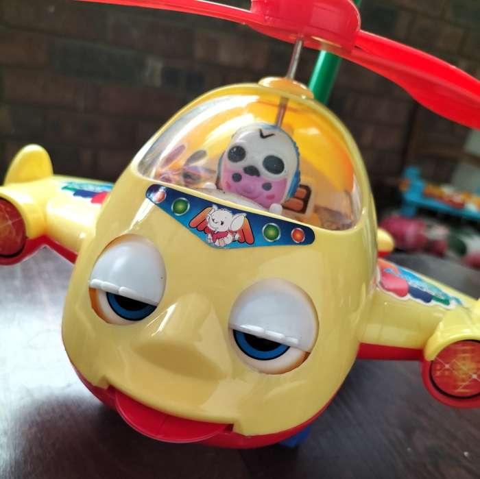Push-a-long toy plastic helicopter