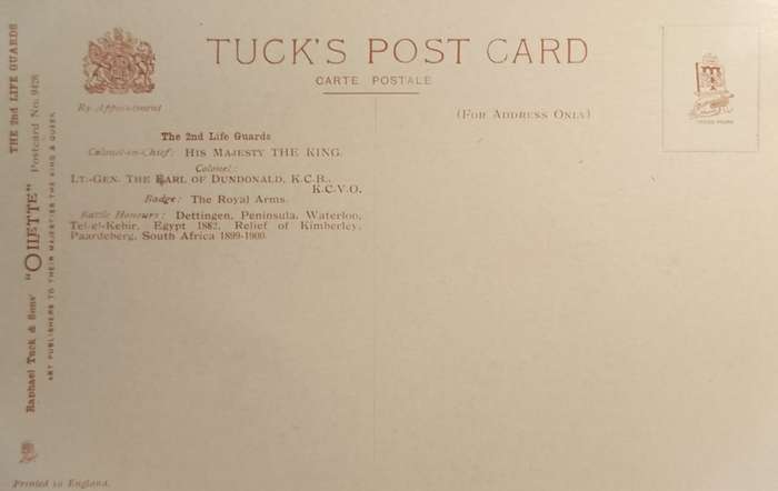 Vintage Post Card - British - 2nd Life Guard - Trumpeter