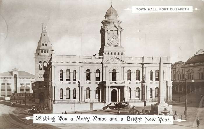 Vintage picture post card - South Africa - Port Elizabeth Town Hall (unused)