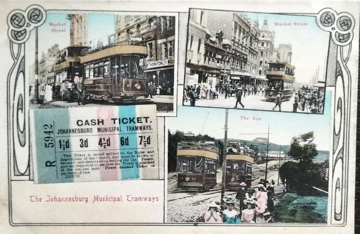 Vintage post card - South Africa - Johannesburg Municipal Tramways