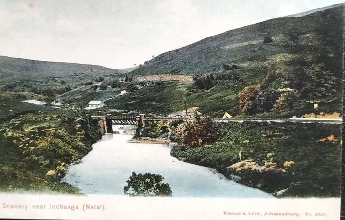Vintage post card - South Africa - Inchanga - Railway line and bridge -