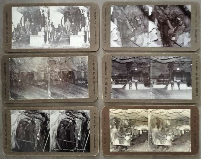 Antique deep level mining stereo views (x14)
