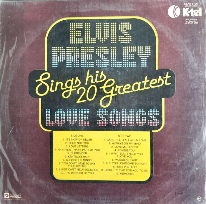Vintage Vinyl / LP / Record - Elvis - 20 greatest love songs